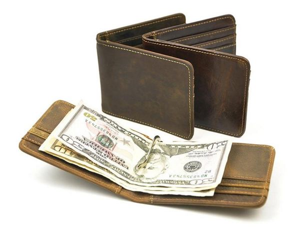 real genuine crazy horse leather mens wallet metal money clip short bifold purse4203128, Red;black
real genuine crazy horse leather mens wallet metal money clip short bifold purse4203128, Red;black