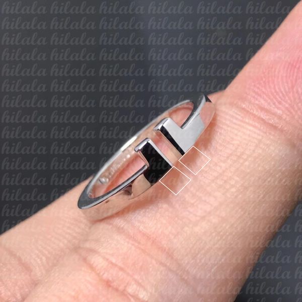 double t series new high edition simple fashion smooth 18k gold square design classic ring, Silver
double t series new high edition simple fashion smooth 18k gold square design classic ring, Silver