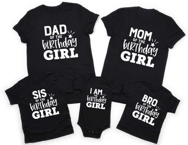 outfits mom dad girl birthday party shirt family clothing t-shirt g220519, Blue