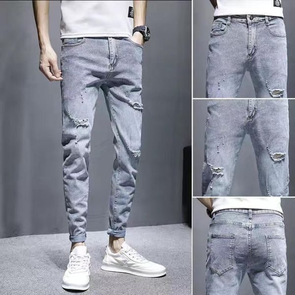 jeans 2022 spring and autumn jeans men's slim fit skinny korean style light color allmatching ripped casual pantsstraight forward, Blue
jeans 2022 spring and autumn jeans men's slim fit skinny korean style light color allmatching ripped casual pantsstraight forward, Blue