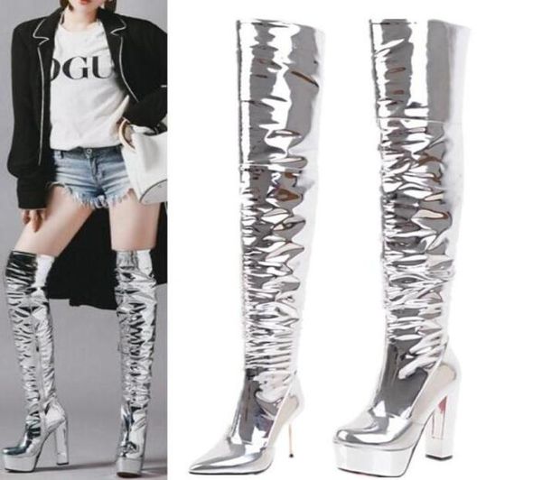 new patent leather sliver pleated over the knee platform boots stage performance walk show night club thigh boots woman5970354, Black
new patent leather sliver pleated over the knee platform boots stage performance walk show night club thigh boots woman5970354, Black