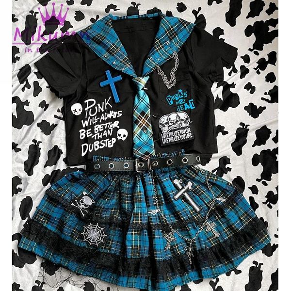 dress blue rose pink punk skirts, White
dress blue rose pink punk skirts, White