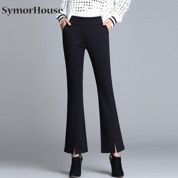 capris black elegant office lady elastic waist flare hem pants casual solid slit 2023 spring autumn women loose anklelenght pants, Black;white
capris black elegant office lady elastic waist flare hem pants casual solid slit 2023 spring autumn women loose anklelenght pants, Black;white