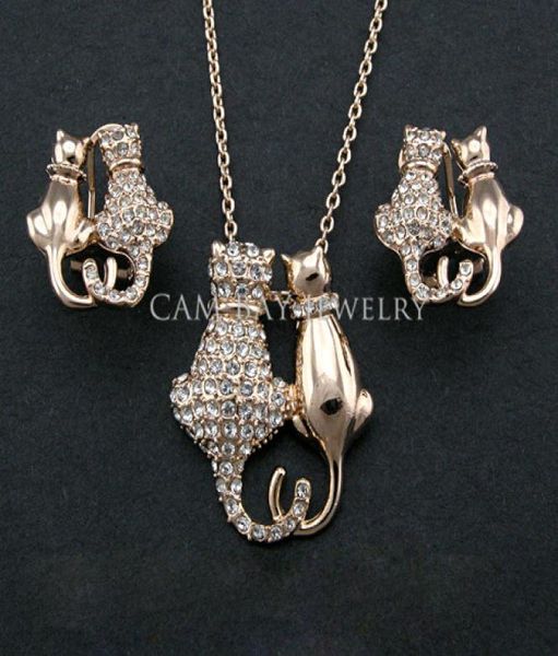 18k goldimitation rhodium plated austria crystal cat in tow jewelry earring necklace sets alloy with czech rhinest2682352, Silver
18k goldimitation rhodium plated austria crystal cat in tow jewelry earring necklace sets alloy with czech rhinest2682352, Silver