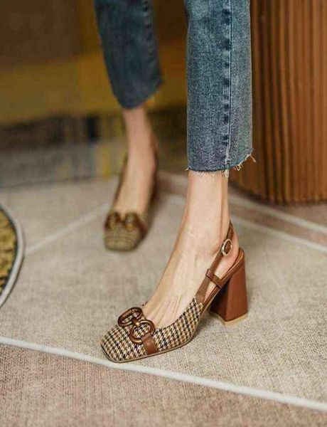 2022 new style square head french high heels ins thick heel baotou sandals women039s summer plaid7042972, Black
2022 new style square head french high heels ins thick heel baotou sandals women039s summer plaid7042972, Black