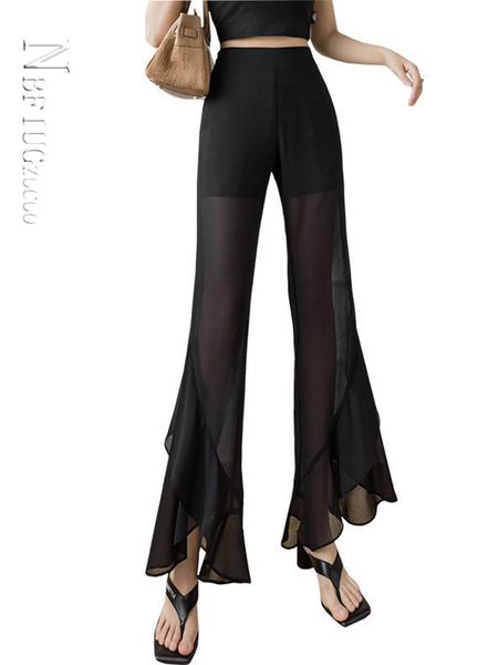 capris women summer chiffon pants classic breathable wear dance flares pants, Black;white
capris women summer chiffon pants classic breathable wear dance flares pants, Black;white