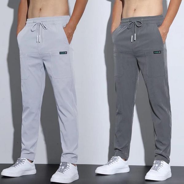 men's pants men's ice silk trousers solid color mid-waist straight casual pants thin sports cargo pants sweatpants male pantalones, Black
men's pants men's ice silk trousers solid color mid-waist straight casual pants thin sports cargo pants sweatpants male pantalones, Black
