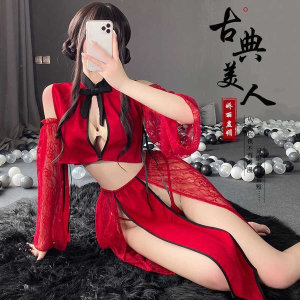 set classical lace cheongsam high split nightwear women lingerie dress erotic temptation hollow open bust anime qipao 230426, Red;black
set classical lace cheongsam high split nightwear women lingerie dress erotic temptation hollow open bust anime qipao 230426, Red;black