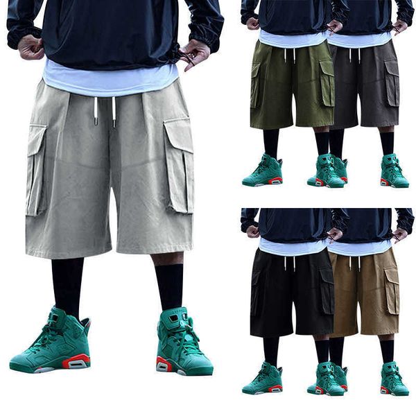 men's summer new large multi pocket oversiz american drawstring work shorts, White;black
men's summer new large multi pocket oversiz american drawstring work shorts, White;black