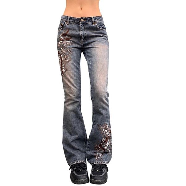 jeans xingqing floral embroidery cute y2k jeans retro low waist flared denim trousers women grunge aesthetic vintage 90s sweatpants, Blue
jeans xingqing floral embroidery cute y2k jeans retro low waist flared denim trousers women grunge aesthetic vintage 90s sweatpants, Blue