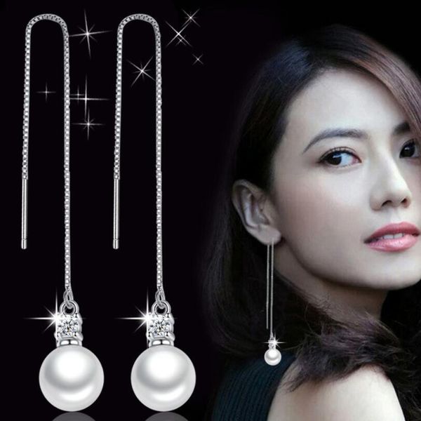huggie stylish zircon simple wild pearl earrings in the long section, Golden;silver
huggie stylish zircon simple wild pearl earrings in the long section, Golden;silver