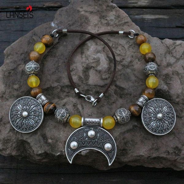 necklaces tiger's eye chalcedony rigid lunula pendant slavic inspiration viking age dress kette necklace brooch jewelry for charm women, Silver
necklaces tiger's eye chalcedony rigid lunula pendant slavic inspiration viking age dress kette necklace brooch jewelry for charm women, Silver