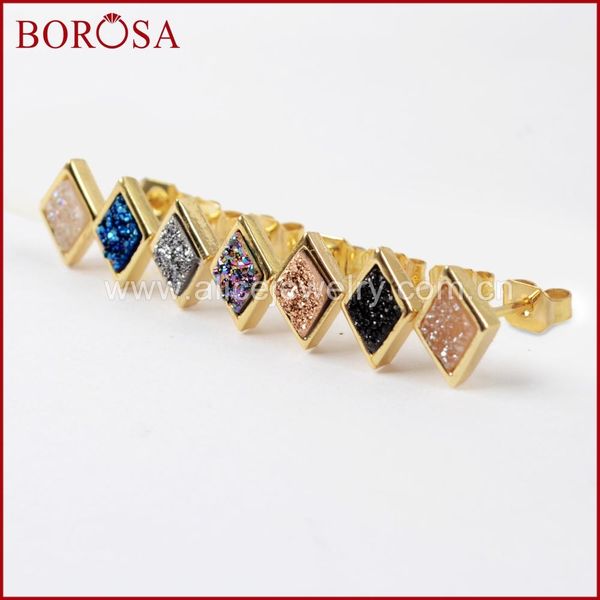 stud borosa 5/10pairs rhombic gold color bezel rainbow titanium druzy stud earrings mix colors drusy earring for women jewelry zg0281, Golden;silver
stud borosa 5/10pairs rhombic gold color bezel rainbow titanium druzy stud earrings mix colors drusy earring for women jewelry zg0281, Golden;silver