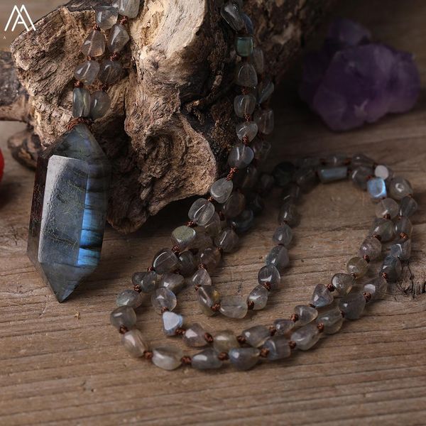necklaces natural labradorite stone double point pendant labradorite stone irregular chip beads cord knotted mala yoga necklace jewelry, Silver
necklaces natural labradorite stone double point pendant labradorite stone irregular chip beads cord knotted mala yoga necklace jewelry, Silver