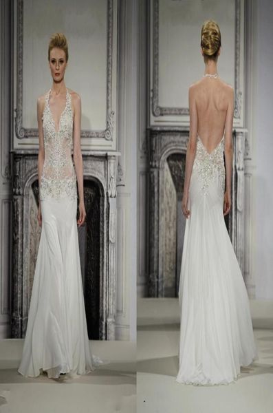2014 pnina tronai lace backless sheath wedding dresses exqusite appliques beaded halter neckline sweep train chiffon beach bridal 5661754, White
2014 pnina tronai lace backless sheath wedding dresses exqusite appliques beaded halter neckline sweep train chiffon beach bridal 5661754, White