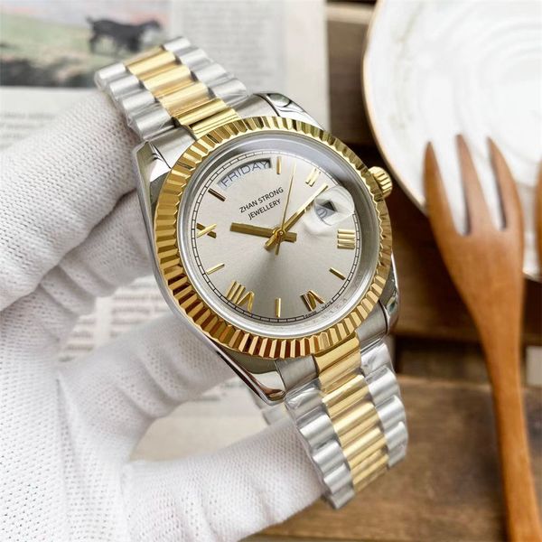 17 colors designer 41mm men automatic mechanical watches silver gold stainless steel strap mens watch fashion business sports male wristwatc, Slivery;brown
17 colors designer 41mm men automatic mechanical watches silver gold stainless steel strap mens watch fashion business sports male wristwatc, Slivery;brown