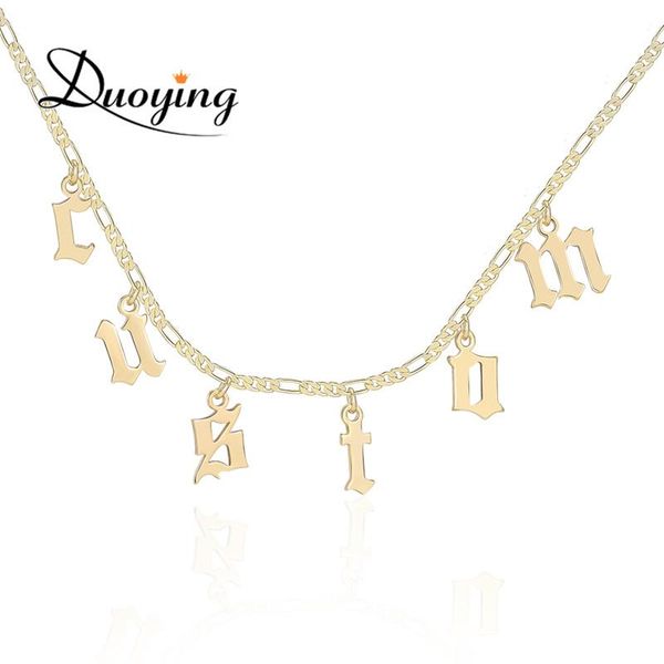 necklaces duoying old english style custom tiny letter pendant figaro chain necklaces personalized choker name necklace, Silver
necklaces duoying old english style custom tiny letter pendant figaro chain necklaces personalized choker name necklace, Silver