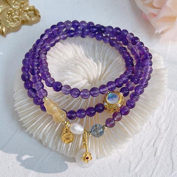 bangle vintage 3 laps small beads natural amethyst lucky round flower charm beade strand bracelets for women fine jewelry gifts ybr719, Black
bangle vintage 3 laps small beads natural amethyst lucky round flower charm beade strand bracelets for women fine jewelry gifts ybr719, Black