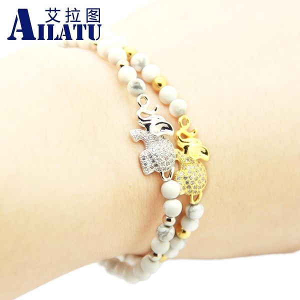 bangle ailatu 10 piece cz elephant couple bracelet 4mm white howlite stone and stainless steel beads micro inserts charm jewelry, Black
bangle ailatu 10 piece cz elephant couple bracelet 4mm white howlite stone and stainless steel beads micro inserts charm jewelry, Black