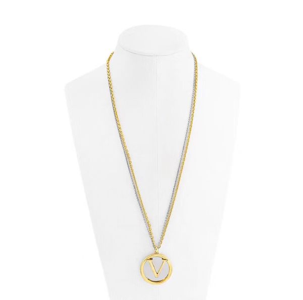 women round v letter double layer pendant long nacklace plated gold designer sweater necklaces men women trenndy vintage designer jewelry gi, Silver
women round v letter double layer pendant long nacklace plated gold designer sweater necklaces men women trenndy vintage designer jewelry gi, Silver