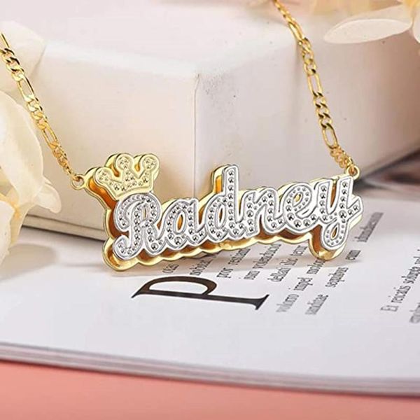 necklaces personalized name necklace with crown shaped figaro chain pendant stainless steel 3d hiphop nameplate necklace for women, Silver
necklaces personalized name necklace with crown shaped figaro chain pendant stainless steel 3d hiphop nameplate necklace for women, Silver