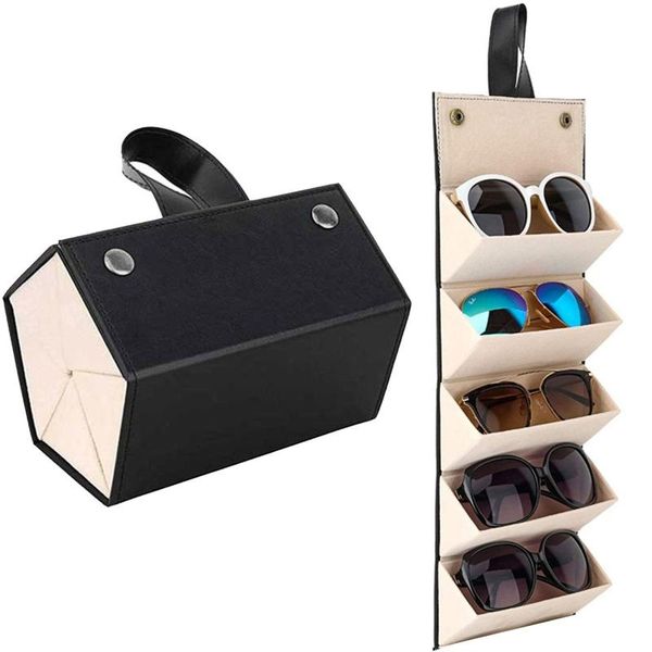 boxes 5 slots portable glasses case foldable storage box various glasses packaging box, Black;white
boxes 5 slots portable glasses case foldable storage box various glasses packaging box, Black;white