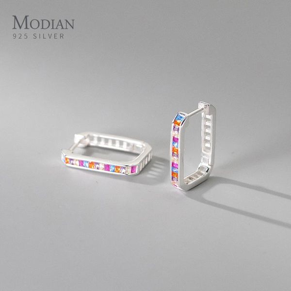 huggie modian 925 sterling silver rainbow color zirconia hoop earrings rectangle trendy party earring for women wedding fine jewelry, Golden;silver
huggie modian 925 sterling silver rainbow color zirconia hoop earrings rectangle trendy party earring for women wedding fine jewelry, Golden;silver