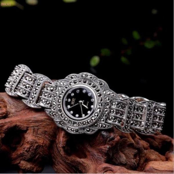 bangle bocai 100% s925 sterling silver bracelet thai silver hand chain jewelry quartz watch pure argentum watchband for men and women, Black
bangle bocai 100% s925 sterling silver bracelet thai silver hand chain jewelry quartz watch pure argentum watchband for men and women, Black
