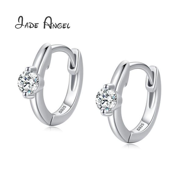 huggie jade angel 925 sterling silver round earrings with diamond entry lux two claws ear loop women's romantic anniversary gift, Golden;silver
huggie jade angel 925 sterling silver round earrings with diamond entry lux two claws ear loop women's romantic anniversary gift, Golden;silver