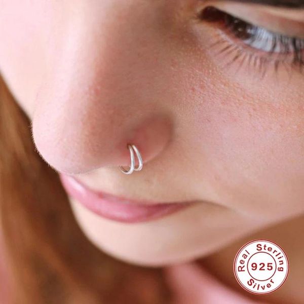 brooches aide 925 sterling silver double circle nose rings for women girls small open hoop ring type piercing cartilage stud body jewelry, Gray
brooches aide 925 sterling silver double circle nose rings for women girls small open hoop ring type piercing cartilage stud body jewelry, Gray