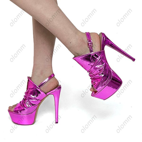 olomm handmade women platform sandals patent leather stiletto heels peep toe gorgeous purple gold night club shoes size 35 47 52, Black
olomm handmade women platform sandals patent leather stiletto heels peep toe gorgeous purple gold night club shoes size 35 47 52, Black