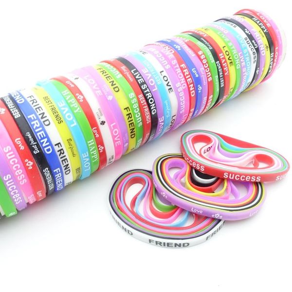 bangle mixmax 100pcs fashion silicone bracelets for women jewelry kids party gift wholesale wristbands friends love happy success, Black
bangle mixmax 100pcs fashion silicone bracelets for women jewelry kids party gift wholesale wristbands friends love happy success, Black