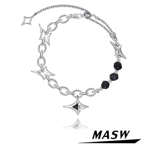 bangle masw original design metallic star bracelet 2022 trend new copper silver color chain bead bracelet for women, Black
bangle masw original design metallic star bracelet 2022 trend new copper silver color chain bead bracelet for women, Black