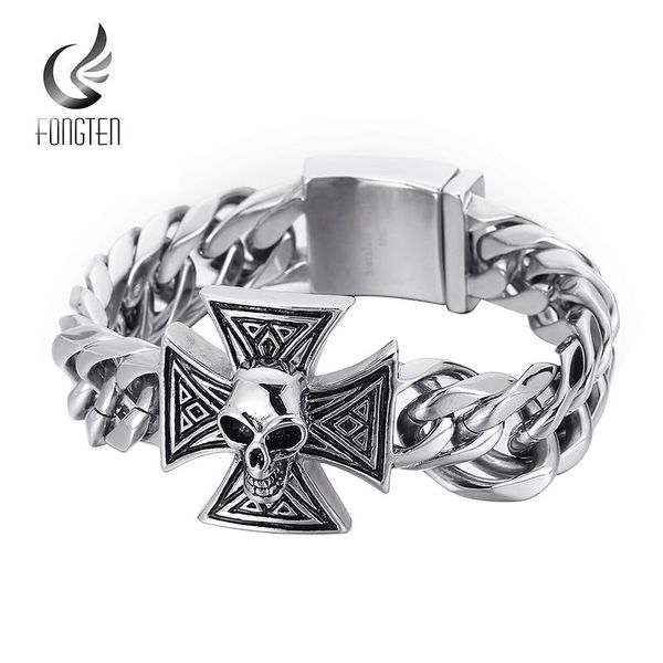 bangle fongten punk skeleton cross link chain men bracelet silver color curb stainless steel viking bangles for men fashion jewelry, Black
bangle fongten punk skeleton cross link chain men bracelet silver color curb stainless steel viking bangles for men fashion jewelry, Black