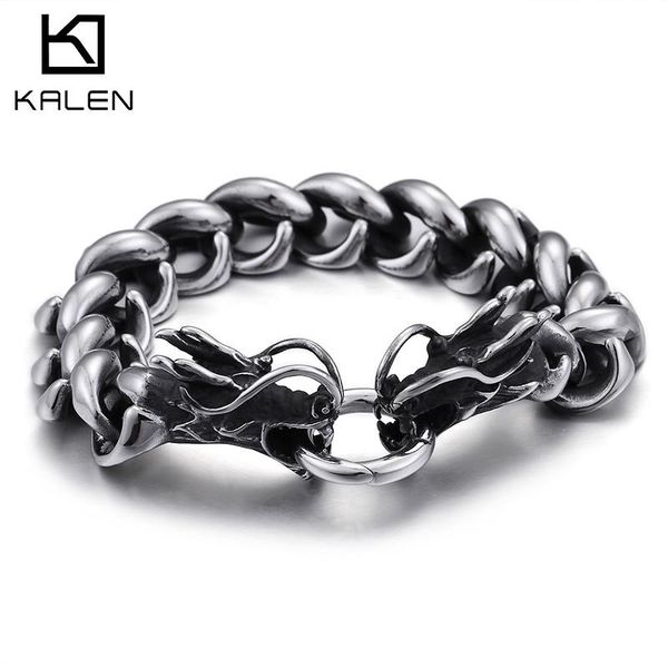 bangle kalen dragon head charm bracelet punk stainless steel curb link chain men fashion jewelry, Black
bangle kalen dragon head charm bracelet punk stainless steel curb link chain men fashion jewelry, Black