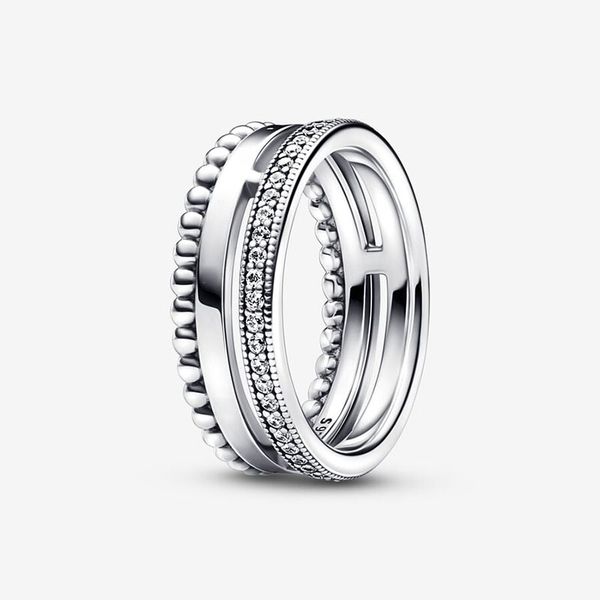 925 sterling silver signature logo pave beads ring for pandora wedding party jewelry designer rings for women girlfriend gift luxury ring wi, Slivery;golden
925 sterling silver signature logo pave beads ring for pandora wedding party jewelry designer rings for women girlfriend gift luxury ring wi, Slivery;golden
