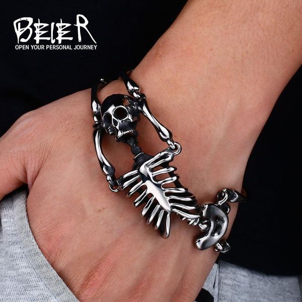 bangle beier new cool punk skull bracelet for man 316 stainless steel man's jewelry bc8047, Black
bangle beier new cool punk skull bracelet for man 316 stainless steel man's jewelry bc8047, Black