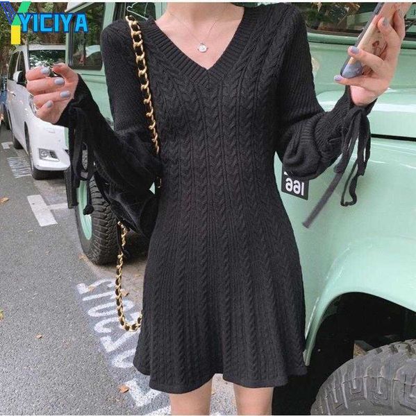 yiciya casual dresses autumn winter women's elegant korean lace lantern sleeve temperament v-neck twisted knitted long-sleeved sweater, Black;gray
yiciya casual dresses autumn winter women's elegant korean lace lantern sleeve temperament v-neck twisted knitted long-sleeved sweater, Black;gray