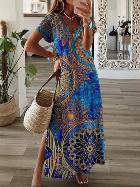 basic casual dresses split women vintage summer printing simple long party dress vneck casual short sleeve ladies dress sweet holiday street, Black;gray
basic casual dresses split women vintage summer printing simple long party dress vneck casual short sleeve ladies dress sweet holiday street, Black;gray