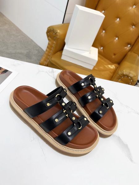 new designer hollowed out lace-up slippers leather men's and women's open toe breathable sandals one line beach slippers, Black
new designer hollowed out lace-up slippers leather men's and women's open toe breathable sandals one line beach slippers, Black