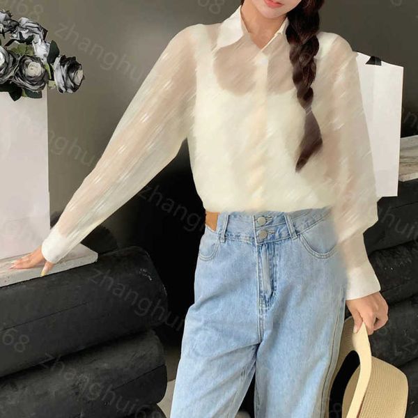 23ss womens designer clothing high neck blouse women shirt full double c letters logo print sunscreen clothes micro through lapel long sleev, White
23ss womens designer clothing high neck blouse women shirt full double c letters logo print sunscreen clothes micro through lapel long sleev, White