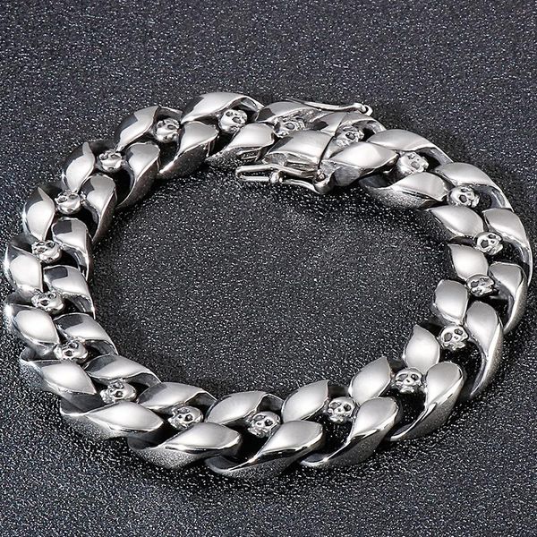 bangle punk gothic stainless steel skull head curb chain bracelet for men male 13mm 8.5 inches boys mens biker bracelets dropshipping, Black
bangle punk gothic stainless steel skull head curb chain bracelet for men male 13mm 8.5 inches boys mens biker bracelets dropshipping, Black
