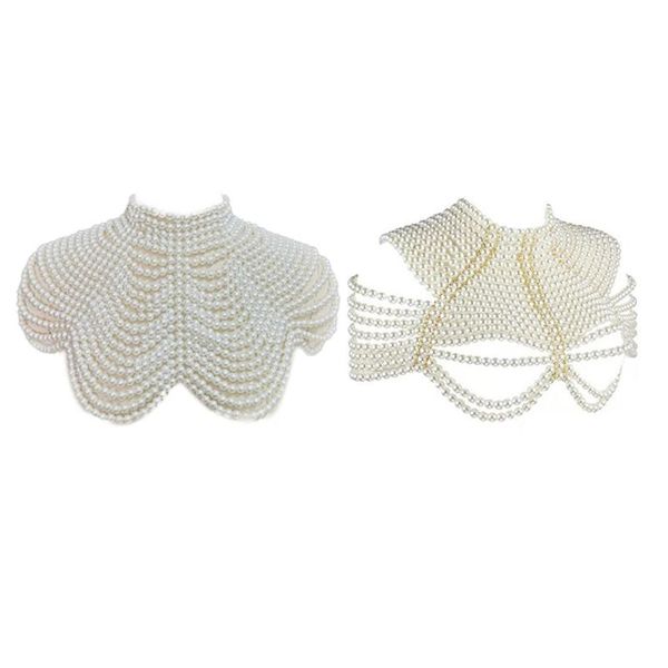 necklaces m89e women imitation pearl beaded bib choker necklace body chain shawl collar jewelry female party luxurious decorative costume, Silver
necklaces m89e women imitation pearl beaded bib choker necklace body chain shawl collar jewelry female party luxurious decorative costume, Silver