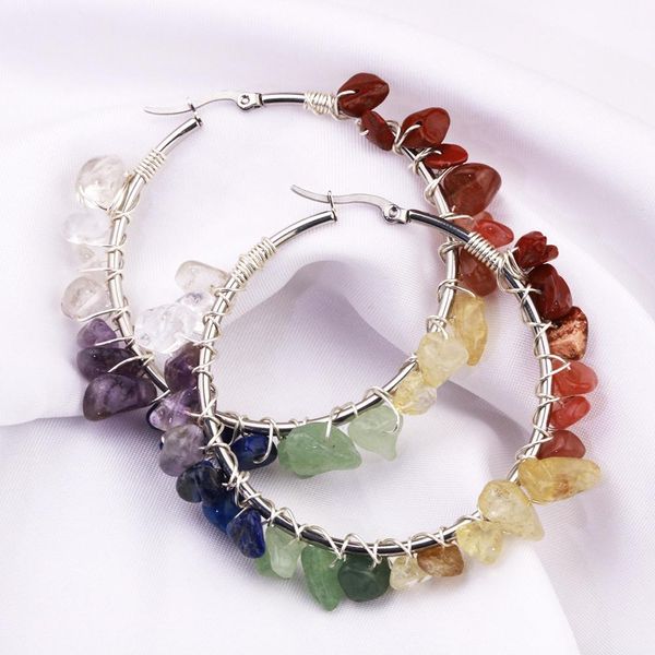 stud natural stone big hoops earrings reiki healing rubble amethyst lapis lazuli tiger's eye quartz chakra crystal ear hoop, Golden;silver
stud natural stone big hoops earrings reiki healing rubble amethyst lapis lazuli tiger's eye quartz chakra crystal ear hoop, Golden;silver