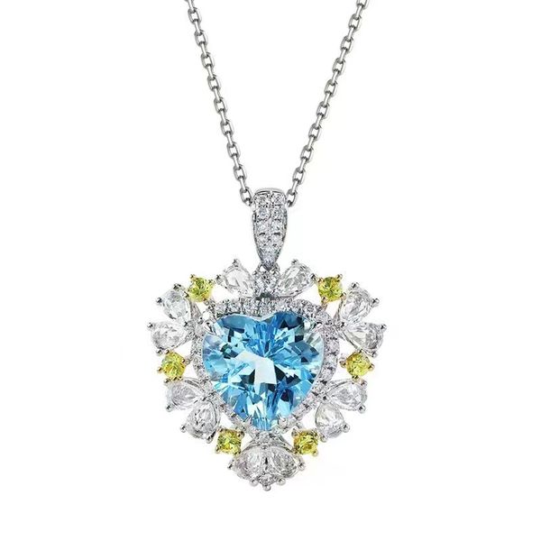 new women's luxury love at first sight necklace brilliant full diamond heart shaped sea blue z pendant, Silver
new women's luxury love at first sight necklace brilliant full diamond heart shaped sea blue z pendant, Silver