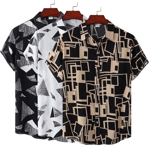 men's casual shirts men's plus size summer short sleeve shirt geometric plaids pattern hawaiian beach male shirts casual blouse f, White;black
men's casual shirts men's plus size summer short sleeve shirt geometric plaids pattern hawaiian beach male shirts casual blouse f, White;black