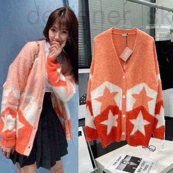 women's knits & tees designer orange color contrast pentagrgeometric mohair v-neck cardigan medium length loose sweater coat gq6g, White
women's knits & tees designer orange color contrast pentagrgeometric mohair v-neck cardigan medium length loose sweater coat gq6g, White