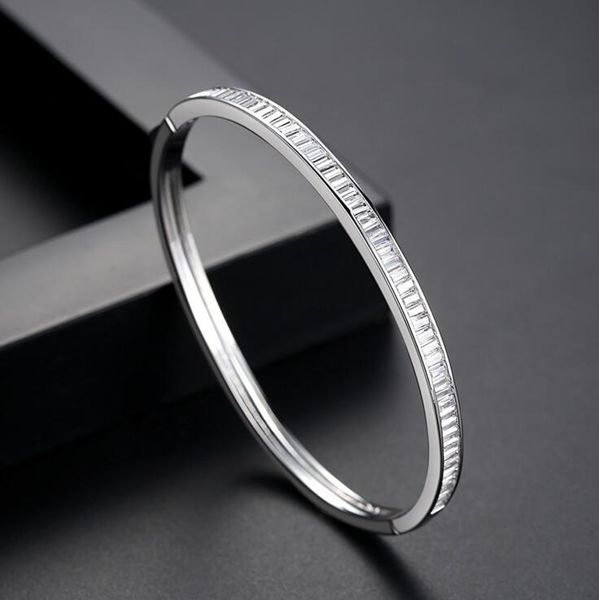 bangle silver color women gift jewelry wedding gift lab cz baguette cubic zirconia sparking bling bangle bracelet jewelry, Black
bangle silver color women gift jewelry wedding gift lab cz baguette cubic zirconia sparking bling bangle bracelet jewelry, Black
