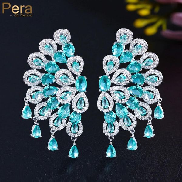 knot pera espectacular light blue cubic zirconia large symmetrical flower shape tassel drop earrings wedding jewelry for brides e923, Silver
knot pera espectacular light blue cubic zirconia large symmetrical flower shape tassel drop earrings wedding jewelry for brides e923, Silver