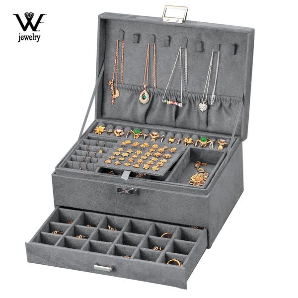 boxes we grey jewelry boxes 3layes oversized flannel jewelry box home jewelry organizer necklace earring ring storage for women gifts, Black;white
boxes we grey jewelry boxes 3layes oversized flannel jewelry box home jewelry organizer necklace earring ring storage for women gifts, Black;white